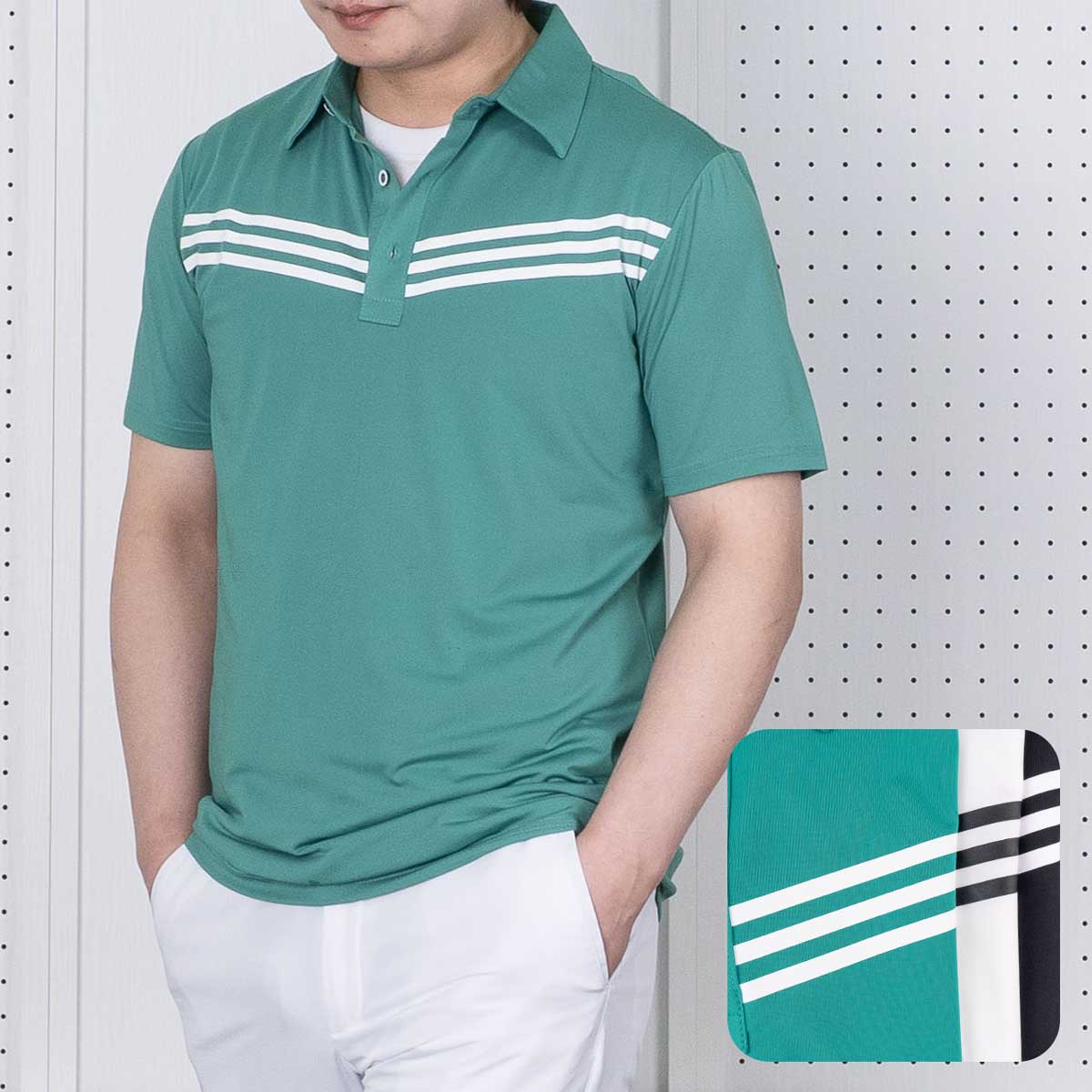 중년 남성 삼라인 기능성 시원한 골프 카라 반팔 티셔츠중년의품격