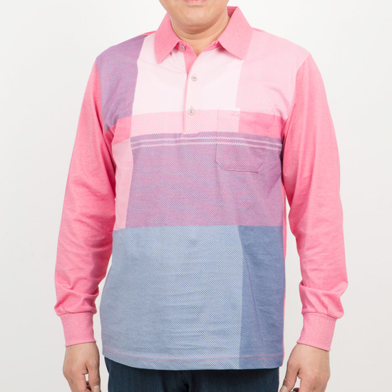 [한장세일]  간절기 브릭 패턴 카라 티셔츠 278 (분홍 100)